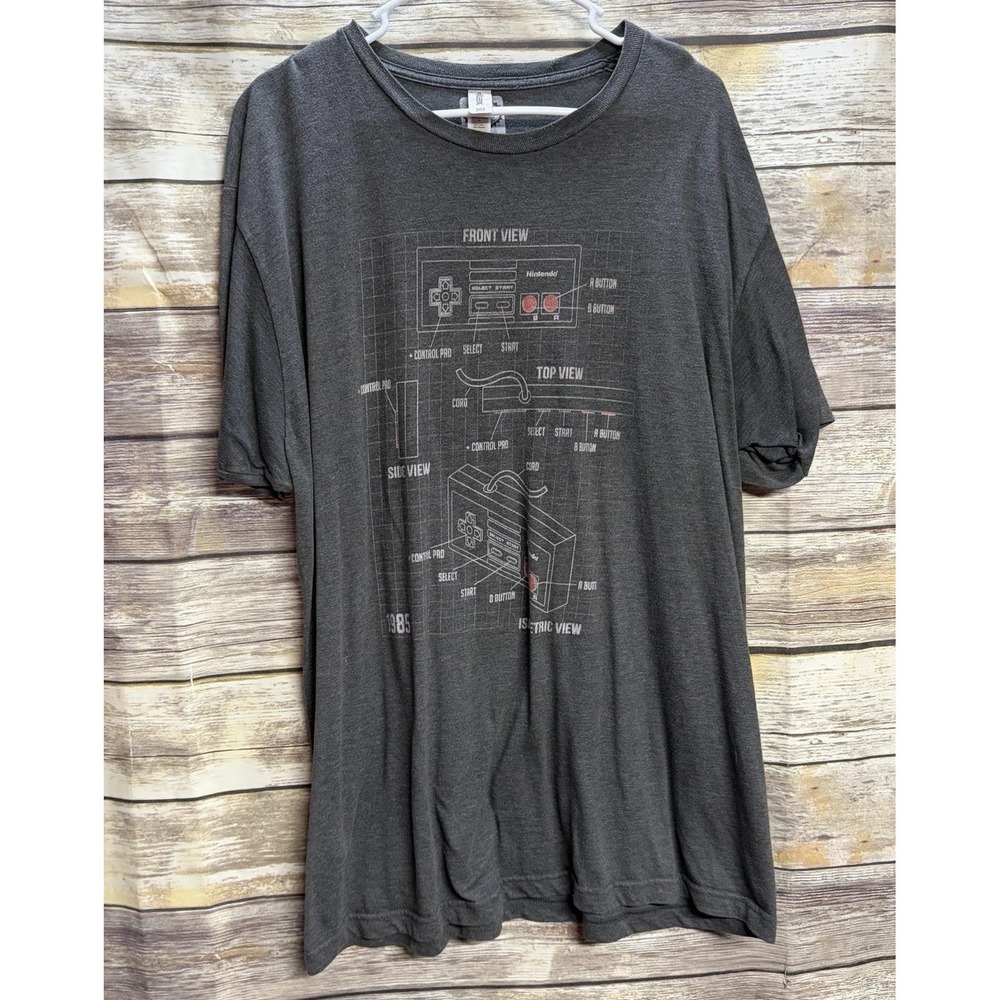 Nintendo Entertainment System 1985 NES Controller Graphic T Shirt Mens XL Gray